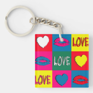 Pop kunst liefde sleutelhanger