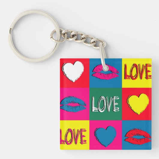 Pop kunst liefde sleutelhanger (voorkant)