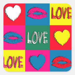 Pop kunst liefde vierkante sticker