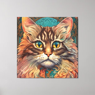  Pop kunst, Louis Wain mooie kat Canvas Afdruk