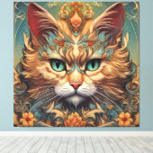 Pop kunst, Louis Wain mooie kat Canvas Afdruk (Insitu (Houten vloer))