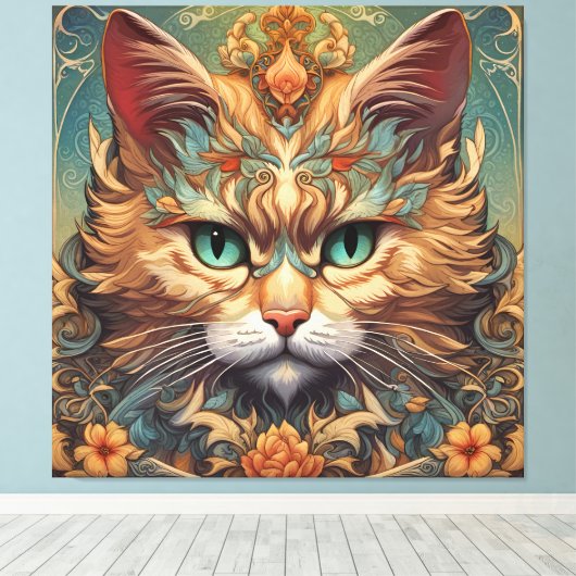  Pop kunst, Louis Wain mooie kat Canvas Afdruk (Insitu (Houten vloer))