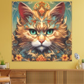 Pop kunst, Louis Wain mooie kat Canvas Afdruk (Insitu (Woonkamer))