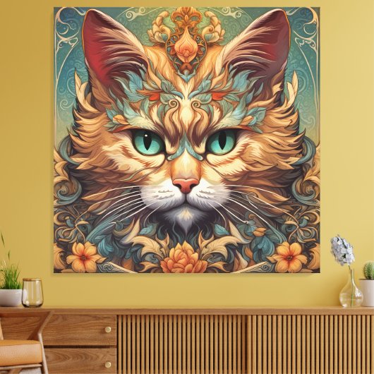  Pop kunst, Louis Wain mooie kat Canvas Afdruk (Insitu (Woonkamer))
