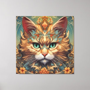  Pop kunst, Louis Wain mooie kat Canvas Afdruk