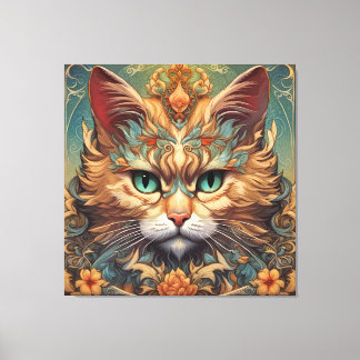 Pop kunst, Louis Wain mooie kat Canvas Afdruk
