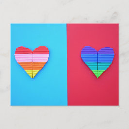 Pop kunst Love Twin Rainbow Hearts Briefkaart