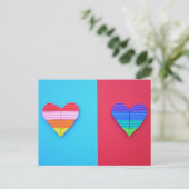 Pop kunst Love Twin Rainbow Hearts Briefkaart (Staand voorkant)