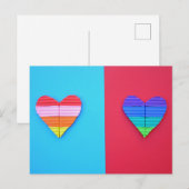 Pop kunst Love Twin Rainbow Hearts Briefkaart (Voorkant / Achterkant)