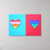 Pop kunst Love Twin Rainbow Hearts Canvas Afdruk (Voorkant)