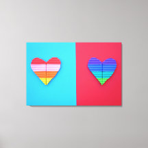 Pop kunst Love Twin Rainbow Hearts