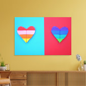 Pop kunst Love Twin Rainbow Hearts Canvas Afdruk (Insitu (Woonkamer))