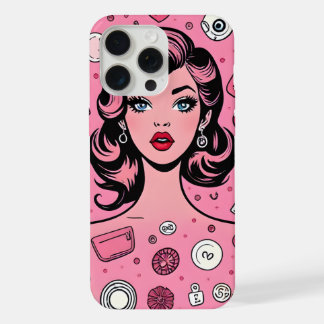Pop kunst meisje hoesje roze hoesje ontwerp iPhone 15 pro max case