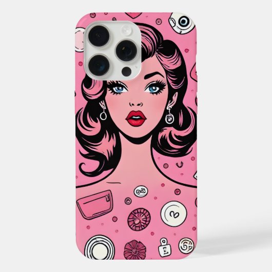 Pop kunst meisje hoesje roze hoesje ontwerp iPhone hoesje (Achterkant)