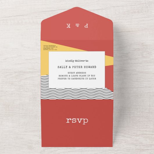 pop-kunst Memphis-stijl bruiloft All In One Uitnodiging (Buitenkant)