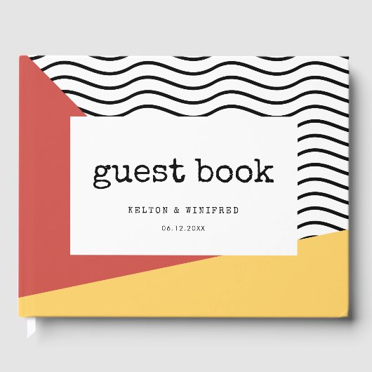 pop-kunst Memphis-stijl bruiloft Gastenboek (Voorkant)