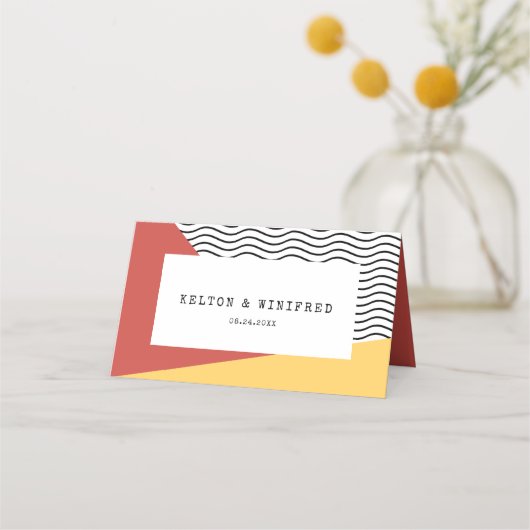 pop-kunst Memphis-stijl bruiloft Plaatskaartje (Achterkant)