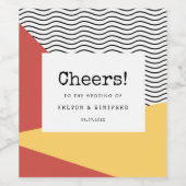 pop-kunst Memphis-stijl bruiloft Wijn Etiket (Enkel label)