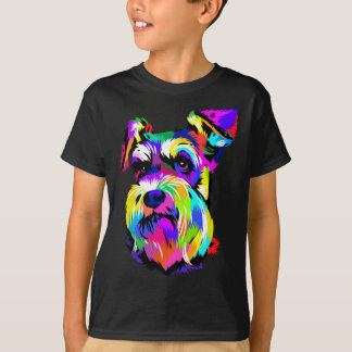 Pop Kunst Miniatuur Schnauzer Dog Dierenvrienden h T-shirt