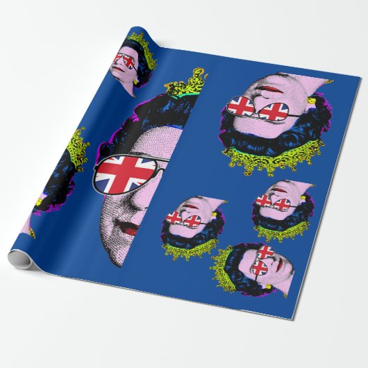 Pop kunst Modern HM Koningin met uniale Jack-bril Cadeaupapier (Uitgerold)