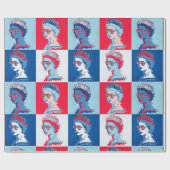 Pop kunst Modern HM Koningin met uniale Jack-bril Cadeaupapier (Vlak)