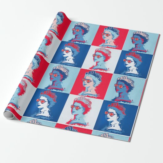 Pop kunst Modern HM Koningin met uniale Jack-bril Cadeaupapier (Uitgerold)
