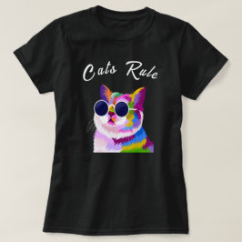 Pop Kunst Moderne veelkleurige bewerkbare katten R T-shirt