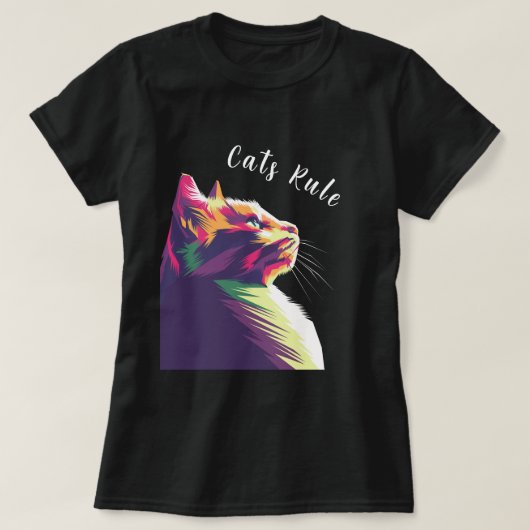 Pop Kunst Moderne veelkleurige bewerkbare katten R T-shirt (Design voorkant)