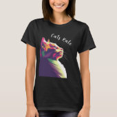 Pop Kunst Moderne veelkleurige bewerkbare katten R T-shirt (Voorkant)
