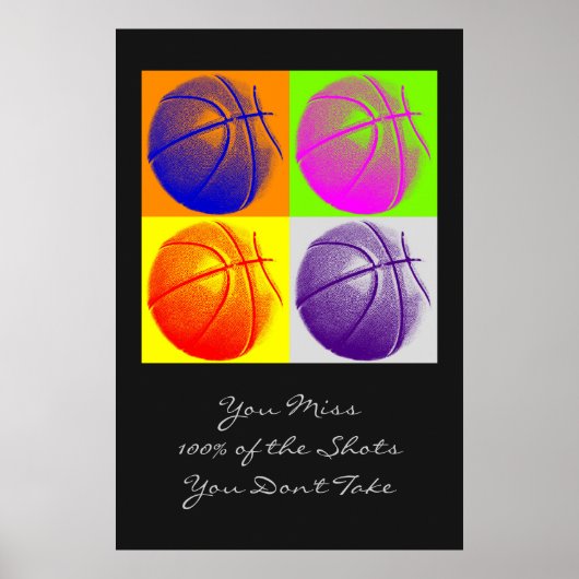 Pop Kunst Motivatie Citaat Basketball Poster (Voorkant)