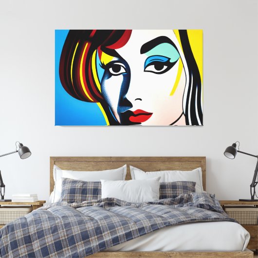 Pop Kunst Portret Canvas Print (Insitu (Slaapkamer))