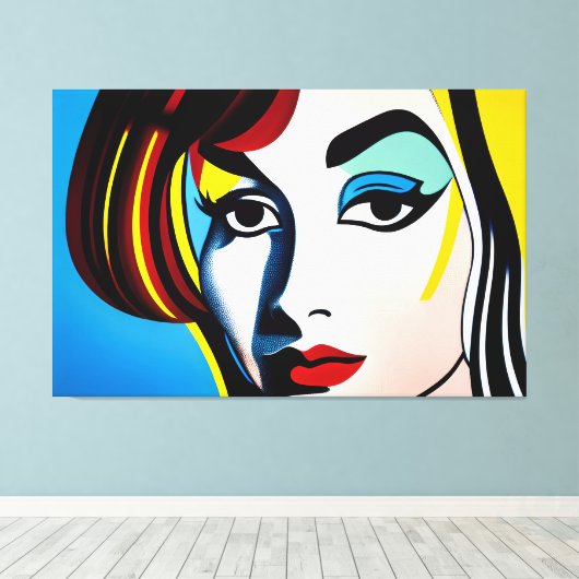 Pop Kunst Portret Canvas Print (Insitu (Houten vloer))