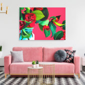 Pop Kunst rode camellia bloemen waterverf originee Canvas Afdruk (Insitu (Woonkamer))