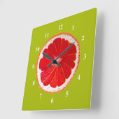 Pop kunst roze grapefruitkunst originele waterverf vierkante klok (Hoek)