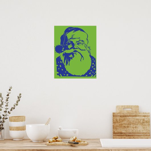 Pop kunst Santa green blue Poster (Keuken)