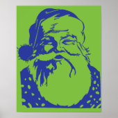 Pop kunst Santa green blue Poster (Voorkant)
