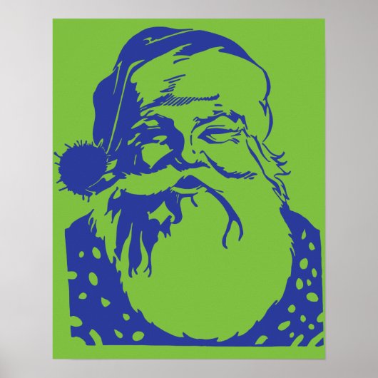 Pop kunst Santa green blue Poster (Voorkant)