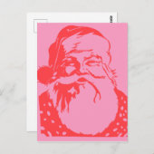 Pop kunst Santa roze rood Briefkaart (Voorkant / Achterkant)
