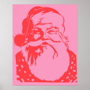 Pop kunst Santa roze rood Poster