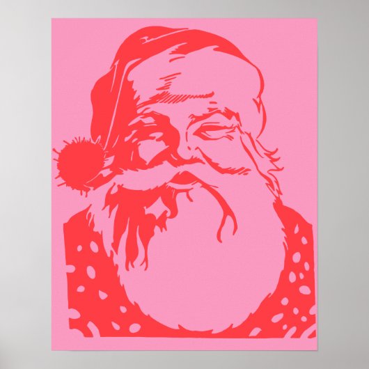 Pop kunst Santa roze rood Poster (Voorkant)