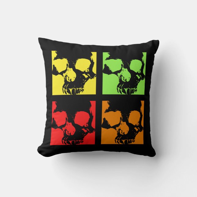 Pop kunst schedels punk retro Halloween Kussen (Voorkant)