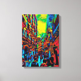 Pop kunst schilderij van een straat in Barcelona Canvas Afdruk