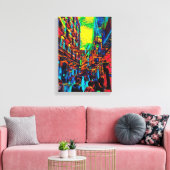 Pop kunst schilderij van een straat in Barcelona Canvas Afdruk (Insitu (Woonkamer))
