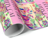 Pop Kunst Snoep gekleurde katten vogelkooien Cadeaupapier (Rol Hoek)