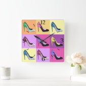 Pop Kunst Stiletto-pompen / schoenen / vierkant op Vierkante Klok (Huis)