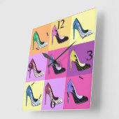 Pop Kunst Stiletto-pompen / schoenen / vierkant op Vierkante Klok (Hoek)