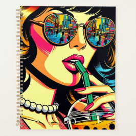 Pop Kunst Stripboek  Vrouw Drink Boba Planner