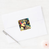 Pop Kunst Stripboek Vrouw Drink Boba Vierkante Sticker (Envelop)