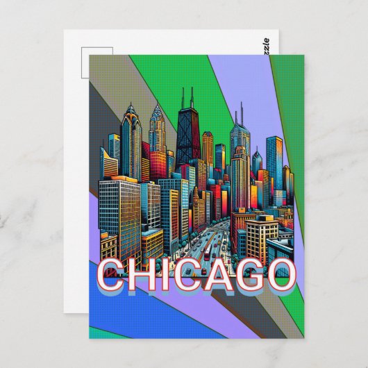 Pop kunst stripverhaal stijl Chicago Illinois Keep Briefkaart (Voorkant / Achterkant)