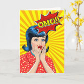 Pop Kunst Verrassde Vrouw Je ziet er geweldig uit Kaart (Gele Bloem)